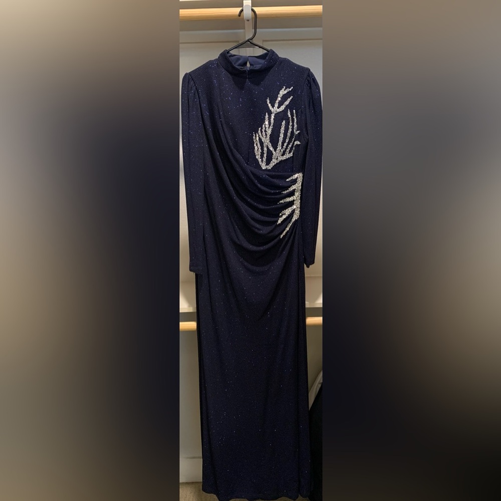 Unisa Navy Dress with Silver Detailing